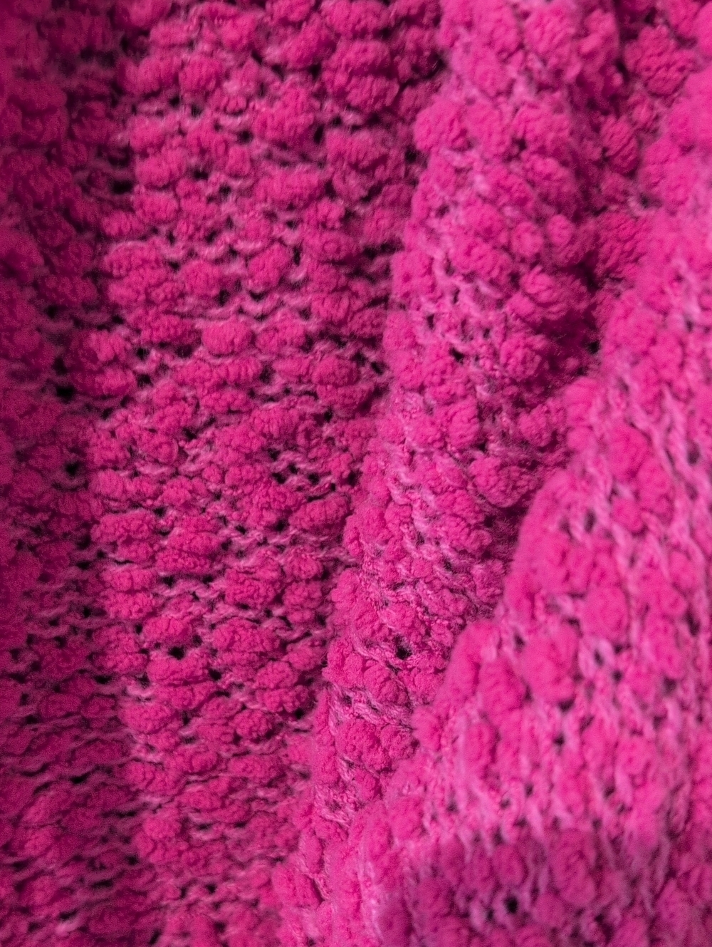 POL Hot Pink Chenille Knit Hooded V Neck Pullover, Small - Picture 3 of 5